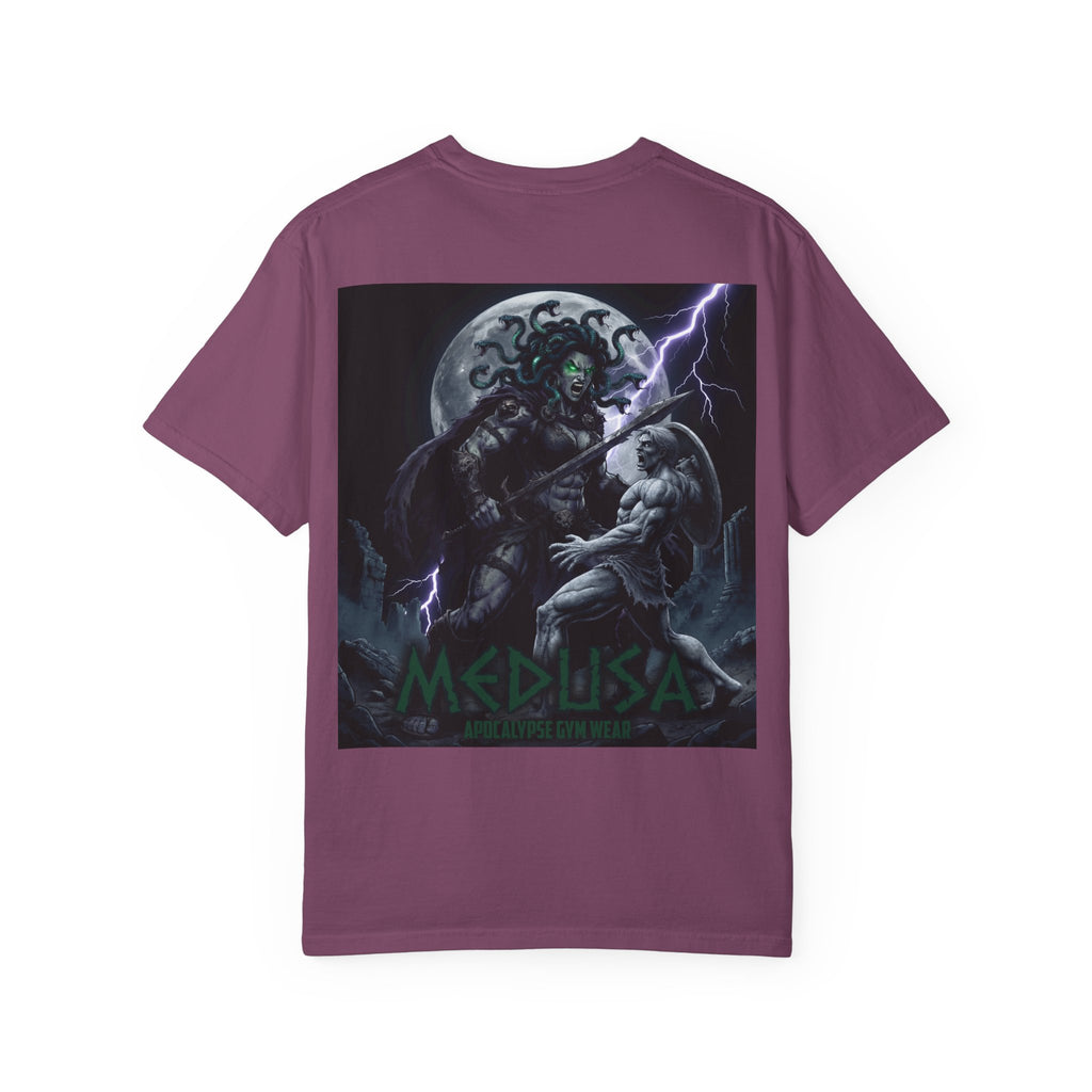 Medusa Mythology Graphic T-Shirt | Gorgon Head Lightning Back Print