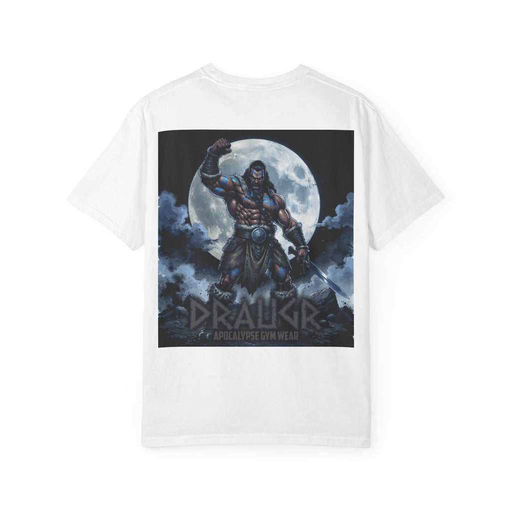 Draugr Apocalypse warrior graphic T-shirt | Norse undead moonback design