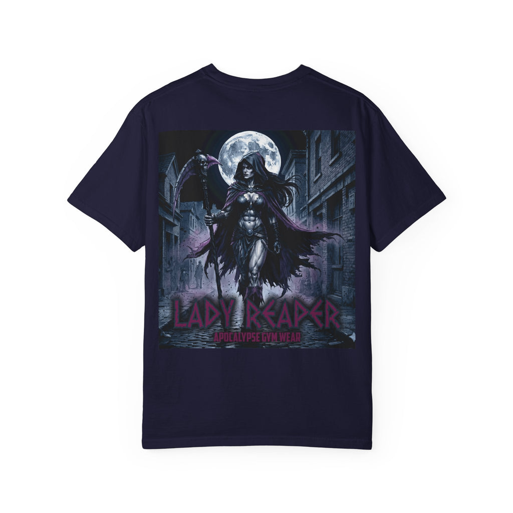 Lady Reaper Graphic T-Shirt — Gothic Moonlight Skull Design