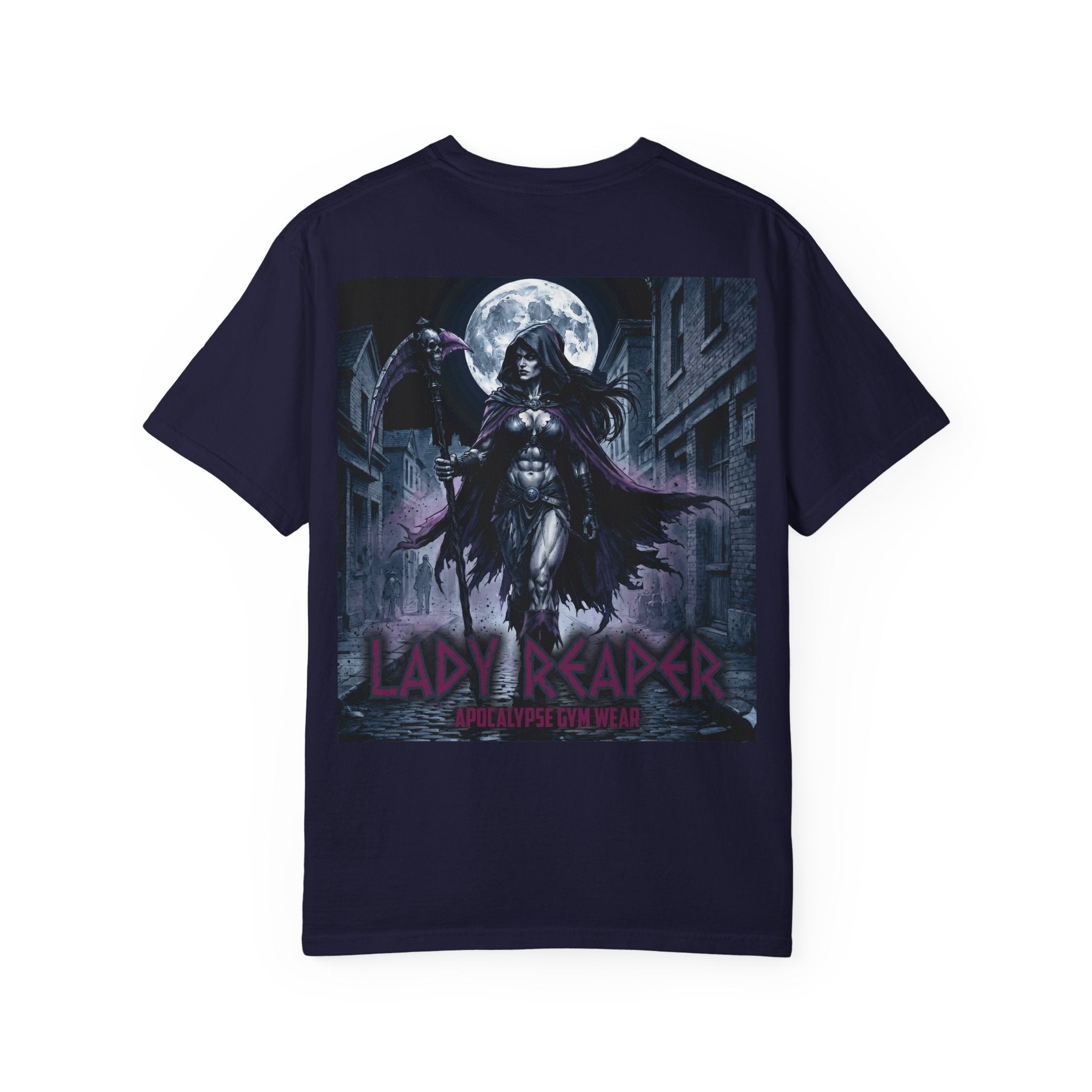 Lady Reaper Graphic T-Shirt — Gothic Moonlight Skull Design