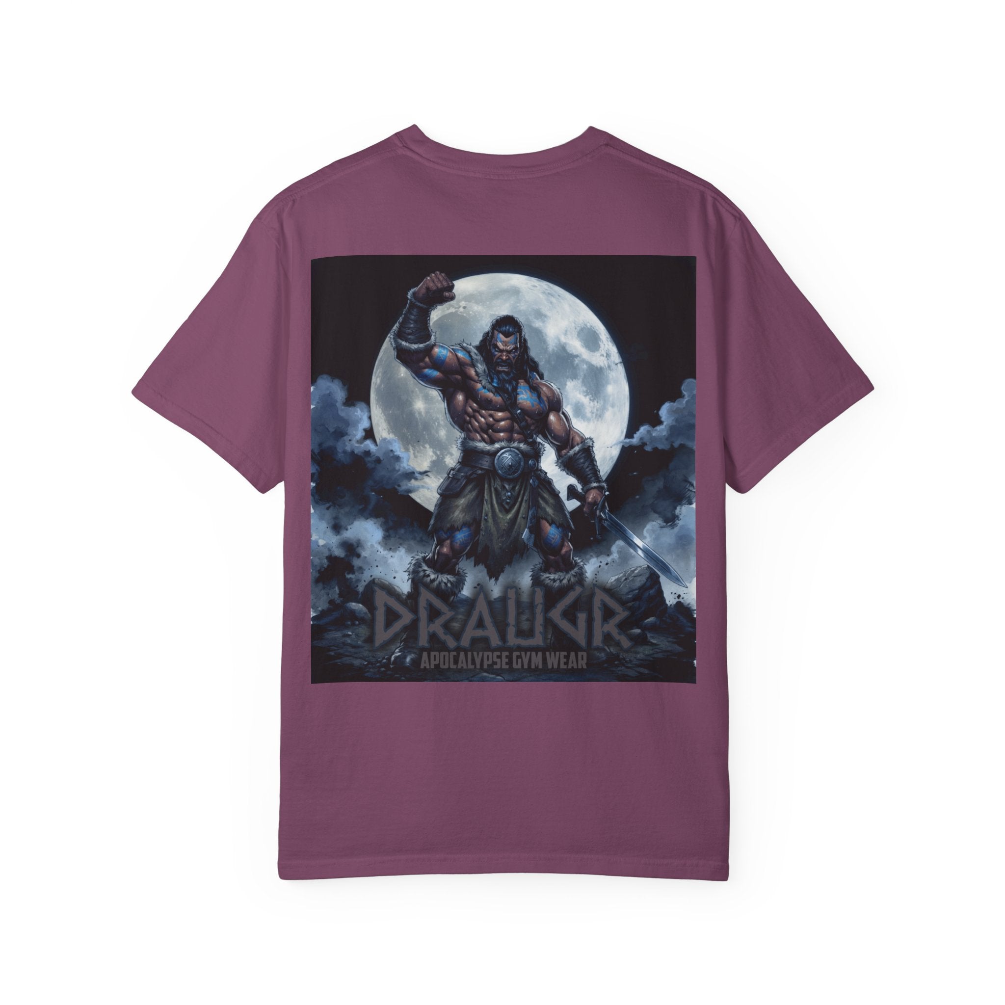 Draugr Apocalypse warrior graphic T-shirt | Norse undead moonback design