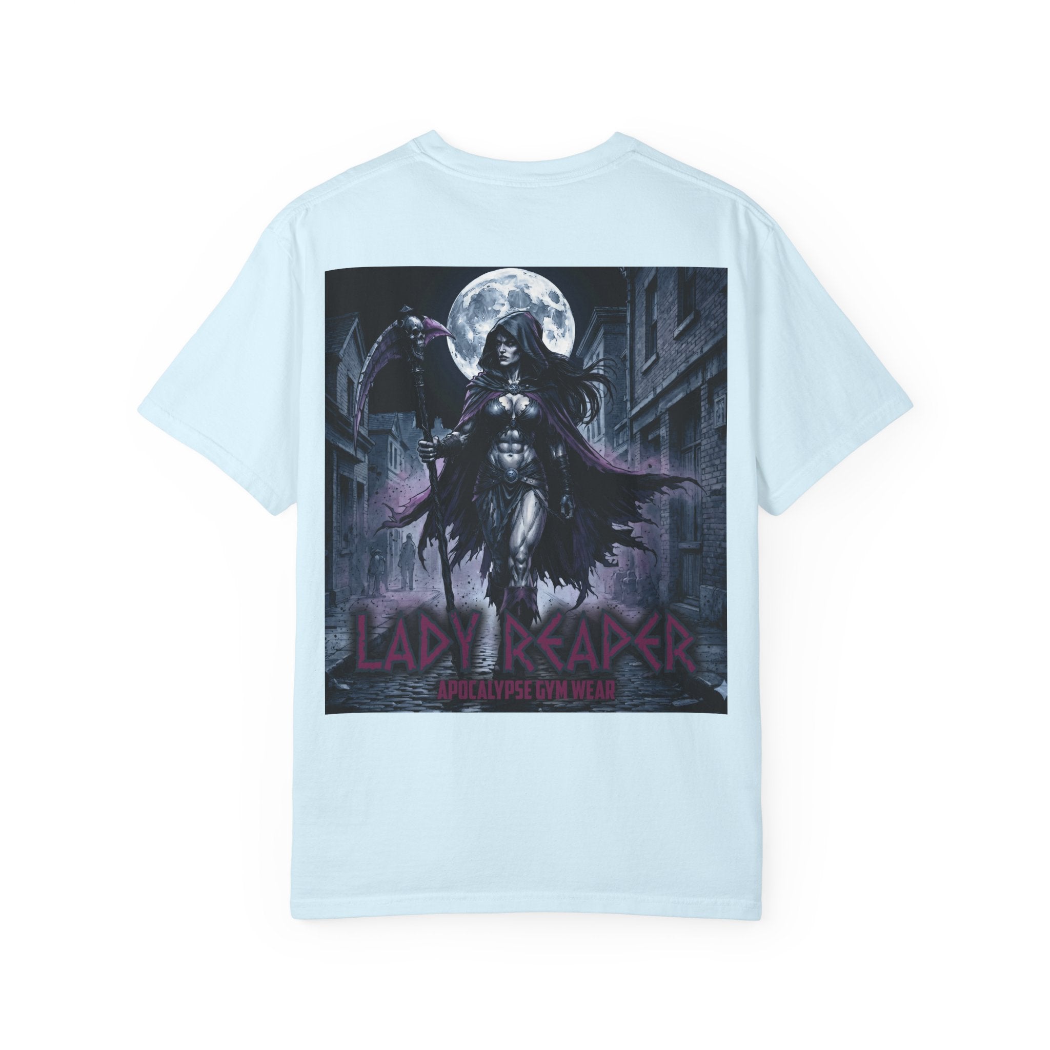 Lady Reaper Graphic T-Shirt — Gothic Moonlight Skull Design