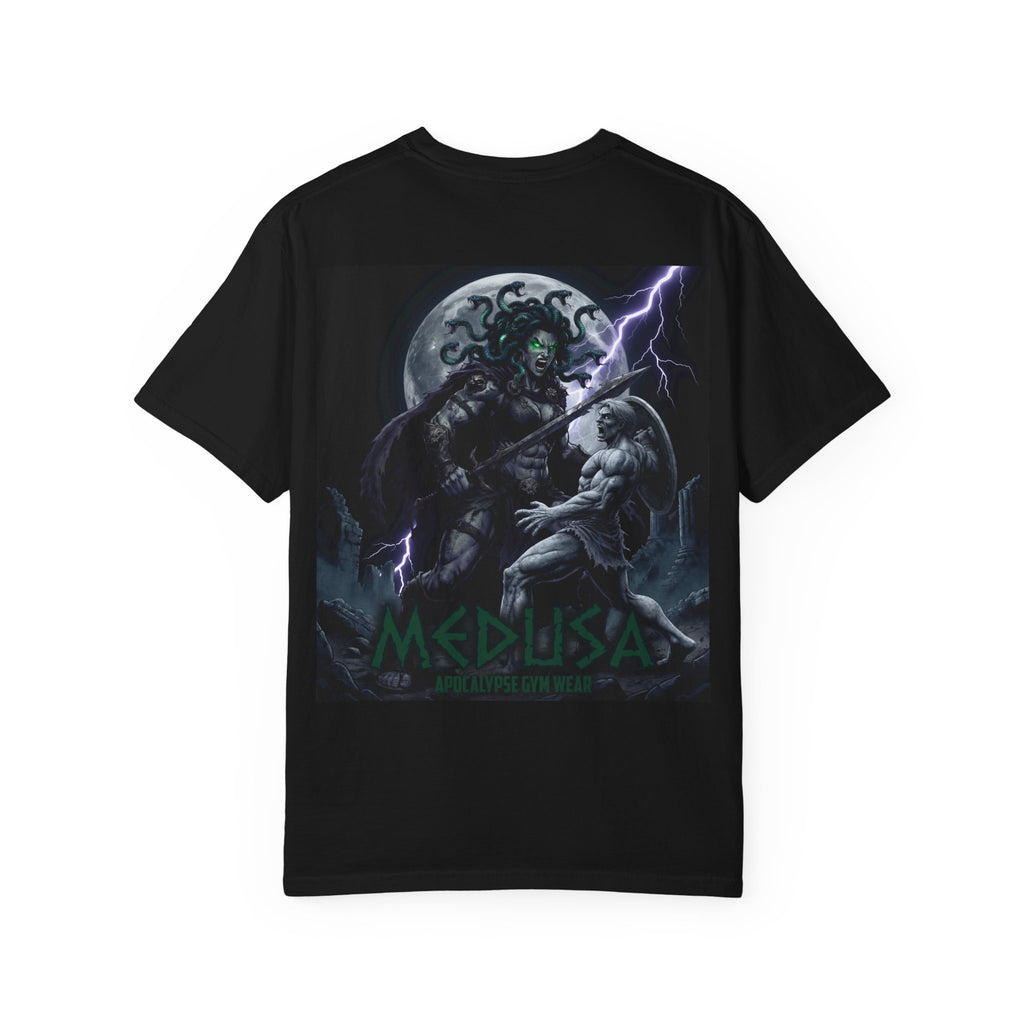 Medusa Mythology Graphic T-Shirt | Gorgon Head Lightning Back Print