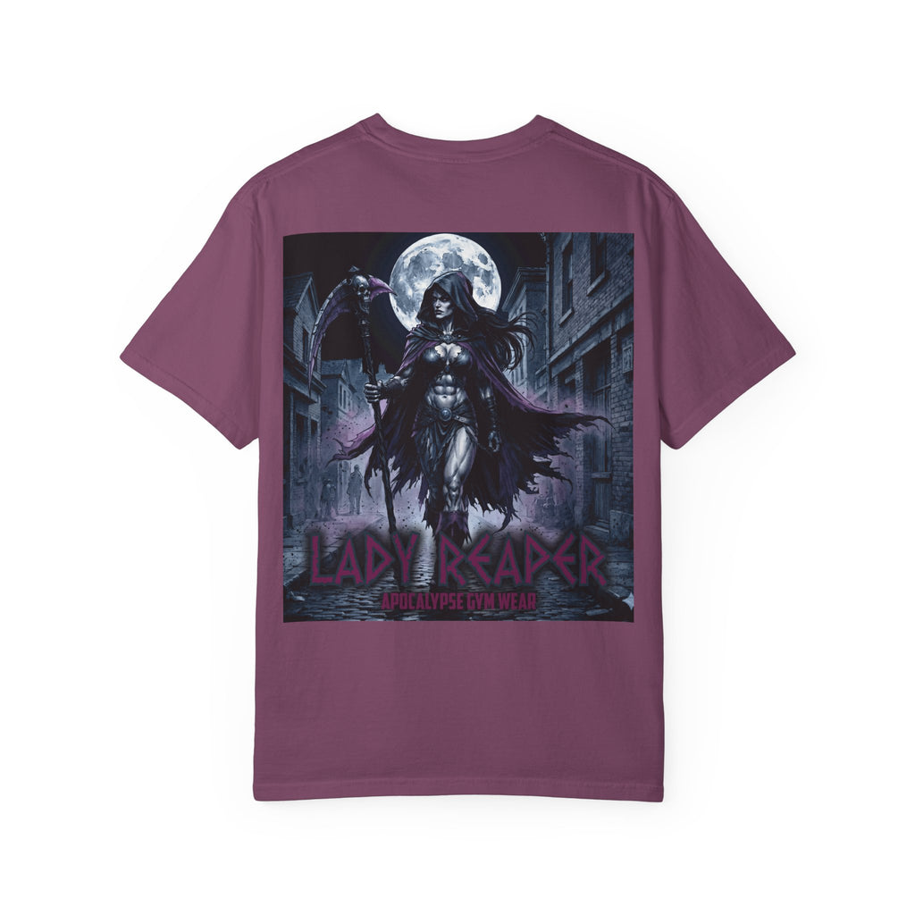 Lady Reaper Graphic T-Shirt — Gothic Moonlight Skull Design