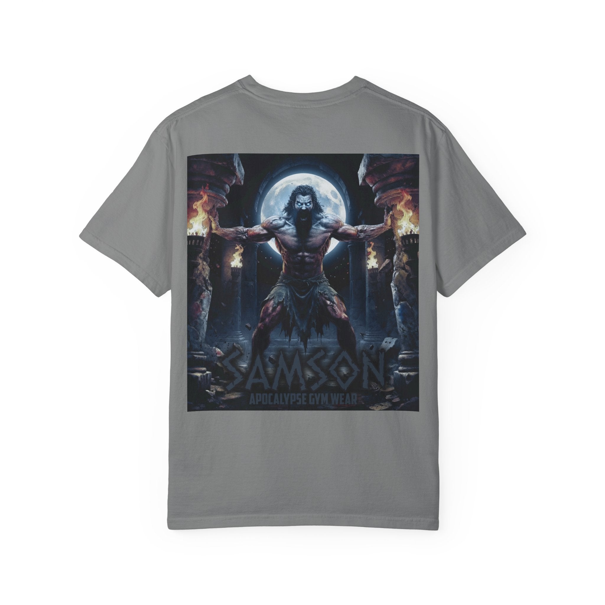 Samson warrior graphic T-Shirt | Mythic strength illustration, back print