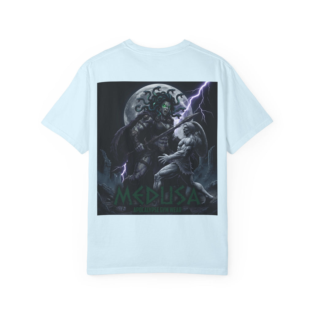 Medusa Mythology Graphic T-Shirt | Gorgon Head Lightning Back Print