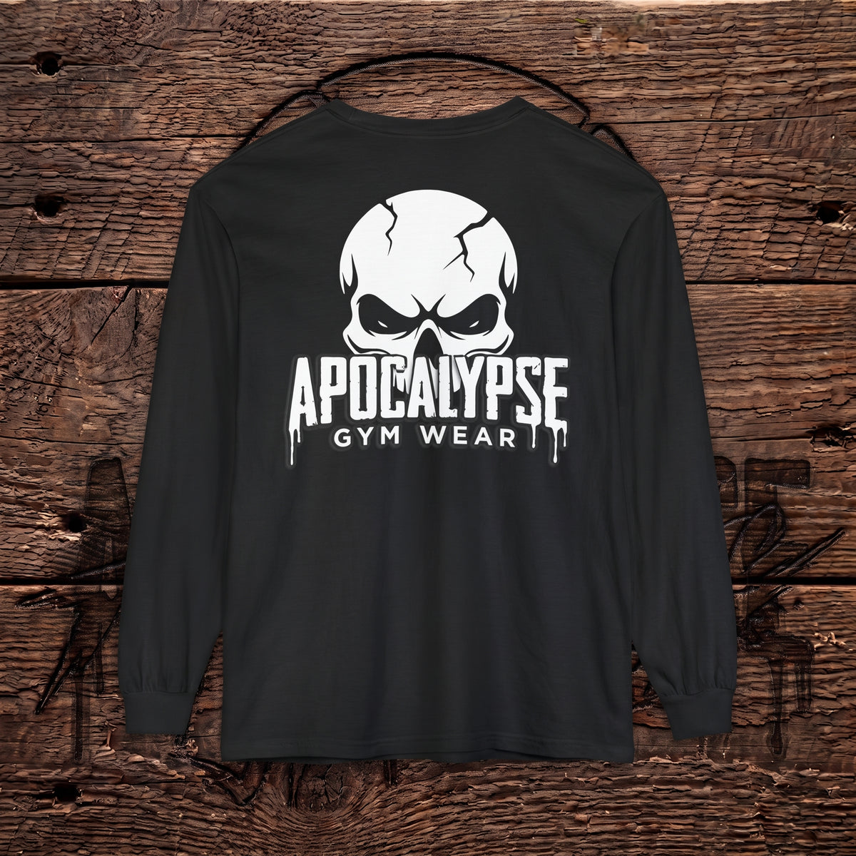 White Skull Logo Heavyweight Long Sleeve Gym Shirt | Apocalypse Gym Wear Pump Cover