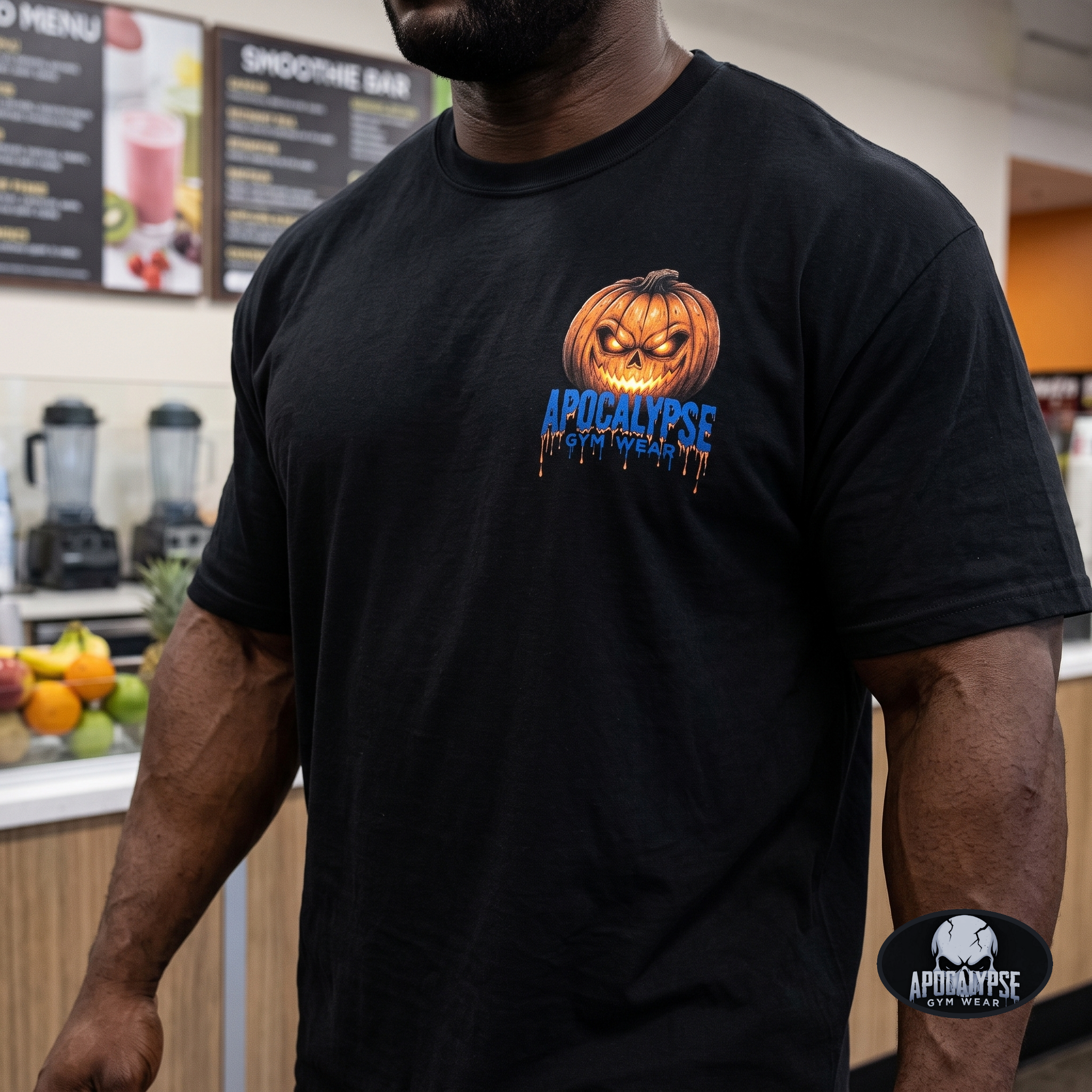 Limited Edition Orange Pumpkin Skull Halloween Gym T-Shirt | Apocalypse Gym Wear Pump Cover