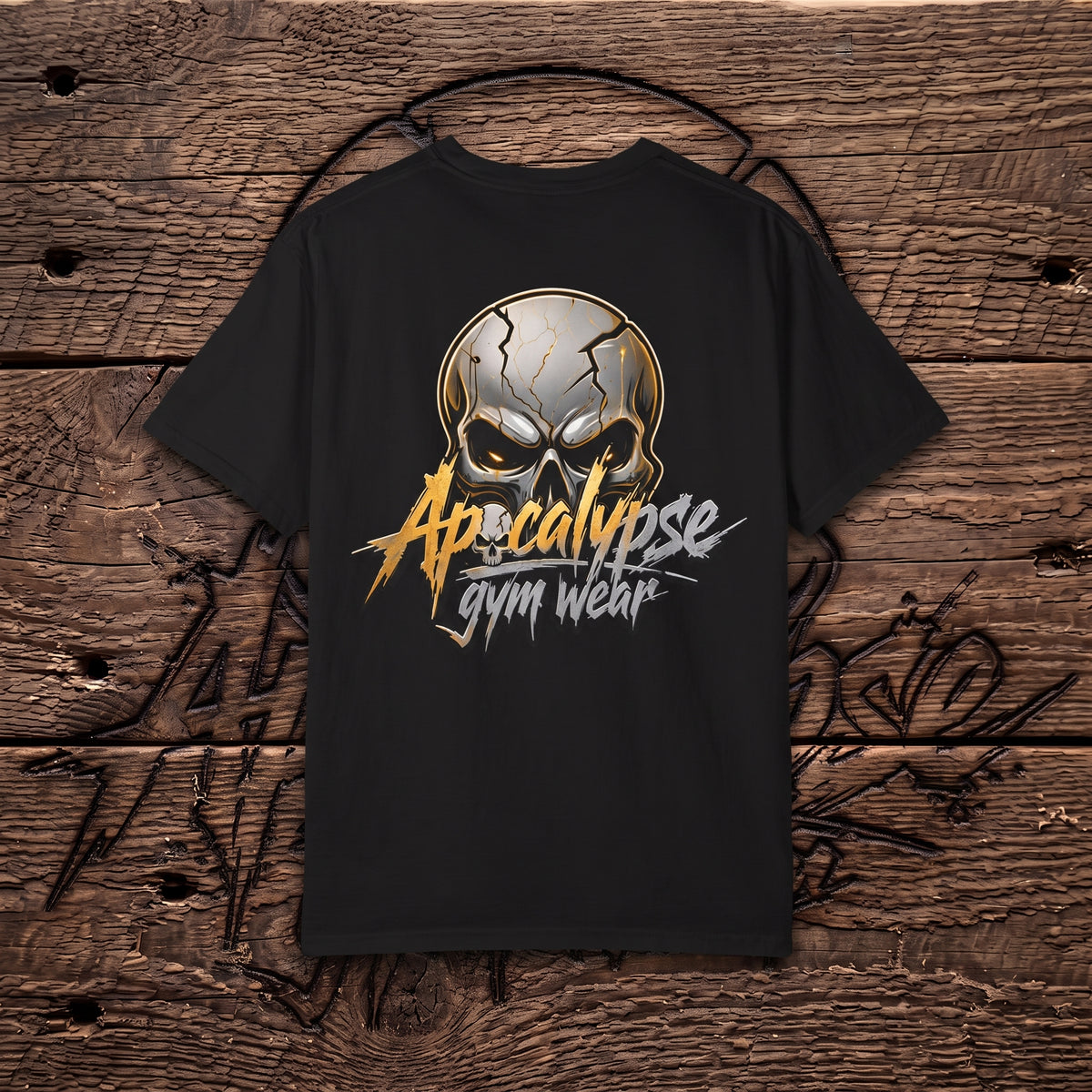 Gold & Silver Cracked Skull Heavyweight Oversized Gym T-Shirt | Apocalypse Gym Wear Pump Cover