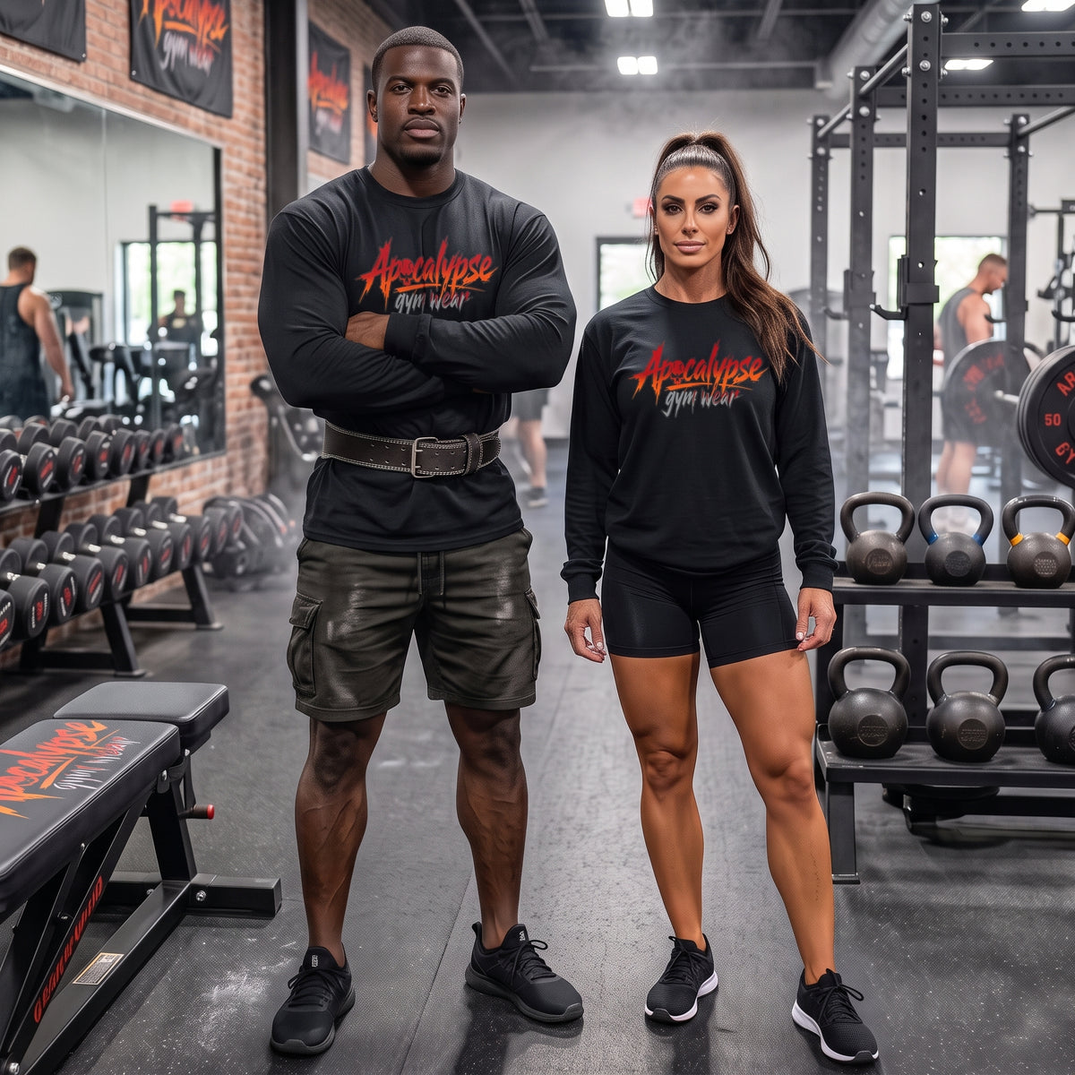 Fire & Ash Brush Logo Heavyweight Oversized Gym Long Sleeve Shirt | Apocalypse Gym Wear Pump Cover