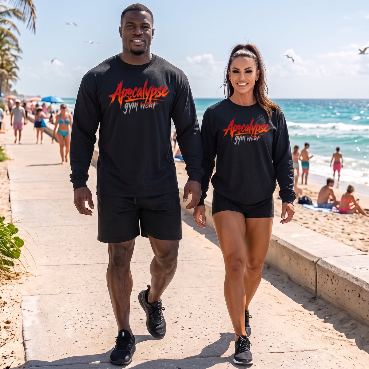 Fire & Ash Brush Logo Heavyweight Oversized Gym Long Sleeve Shirt | Apocalypse Gym Wear Pump Cover