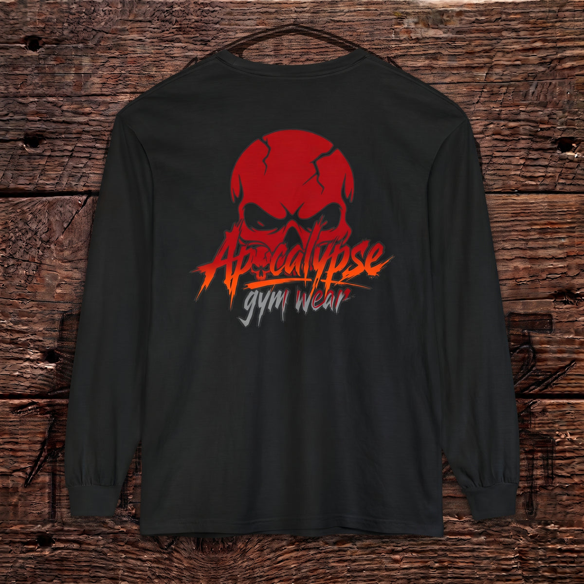 Fire & Ash Crimson Skull Heavyweight Oversized Gym Long Sleeve Shirt | Apocalypse Gym Wear Pump Cover