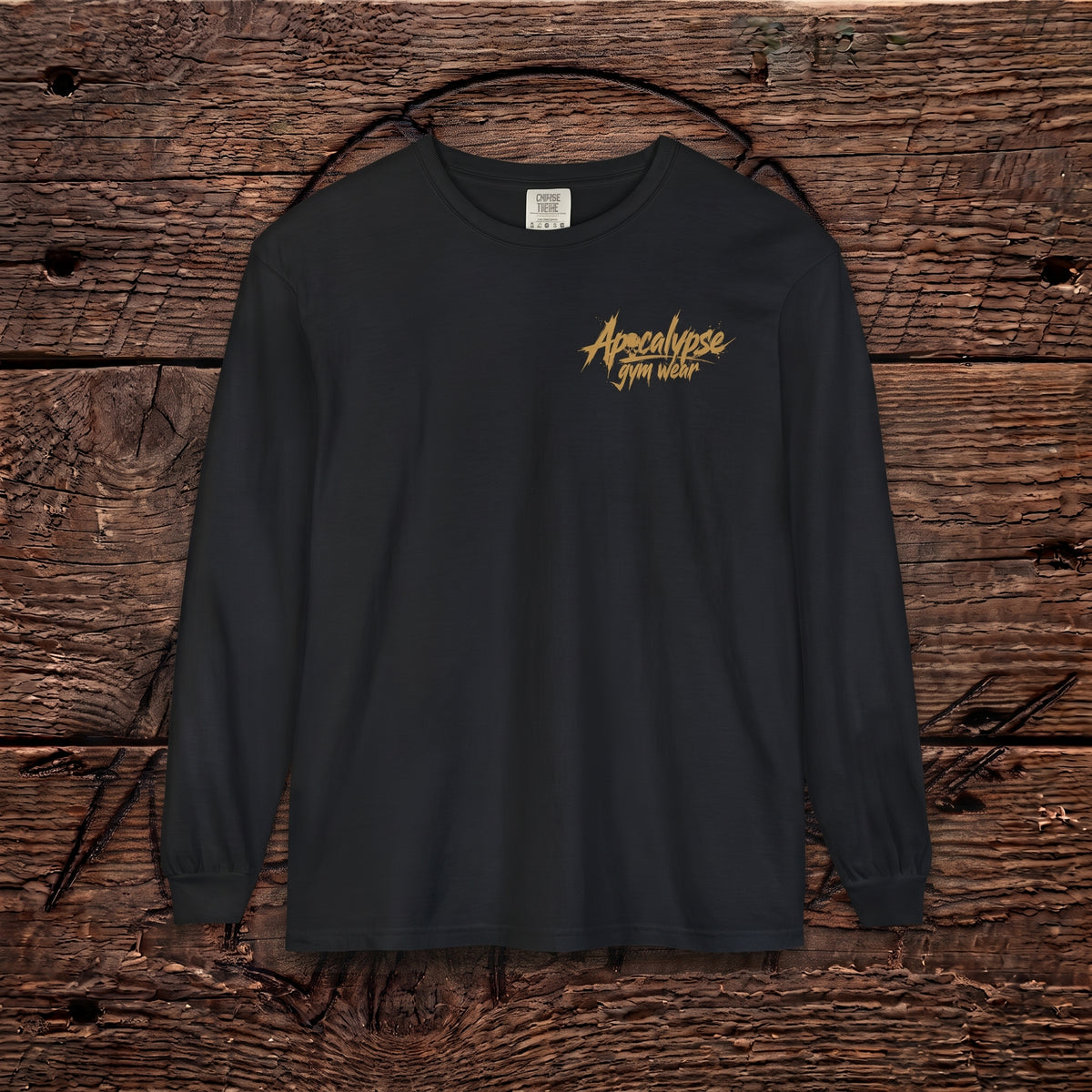 Gold Cracked Skull Heavyweight Long Sleeve Gym Shirt | Apocalypse Gym Wear Pump Cover