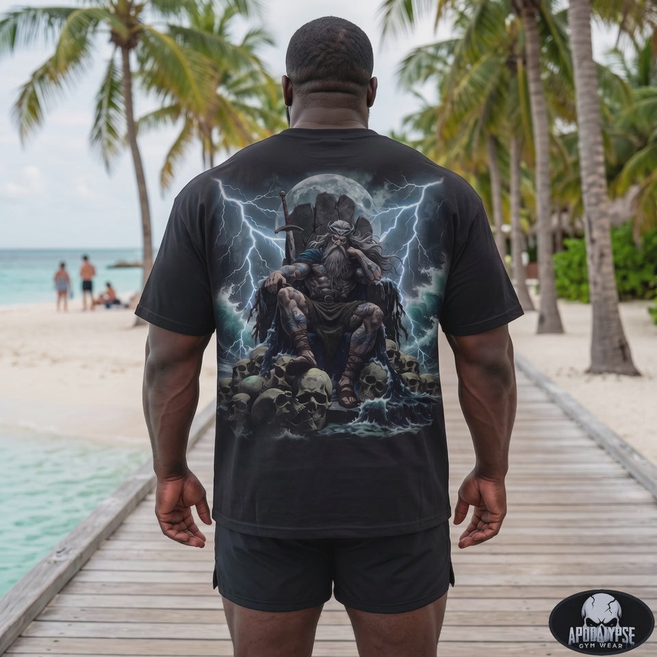 Njord Norse Sea God Oversize Tee | Heavyweight Mythic Pump Cover