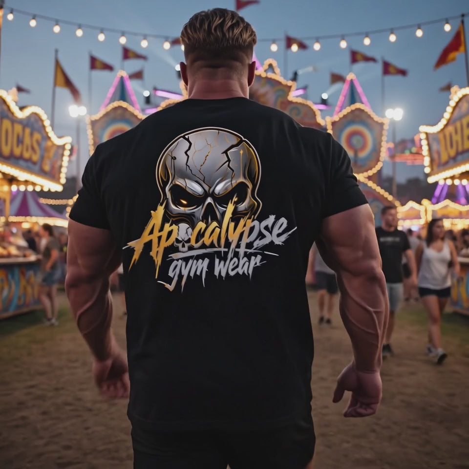 Gold & Silver Cracked Skull Heavyweight Oversized Gym T-Shirt | Apocalypse Gym Wear Pump Cover