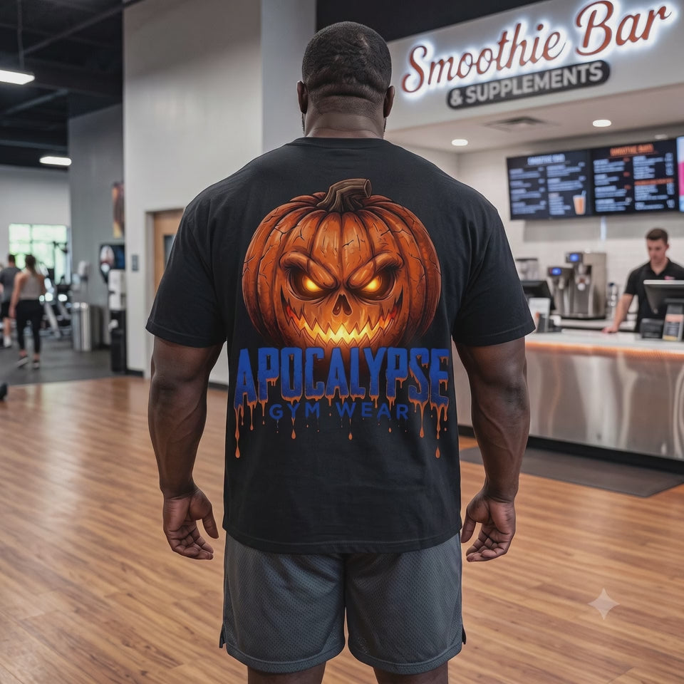 Limited Edition Orange Pumpkin Skull Halloween Gym T-Shirt | Apocalypse Gym Wear Pump Cover